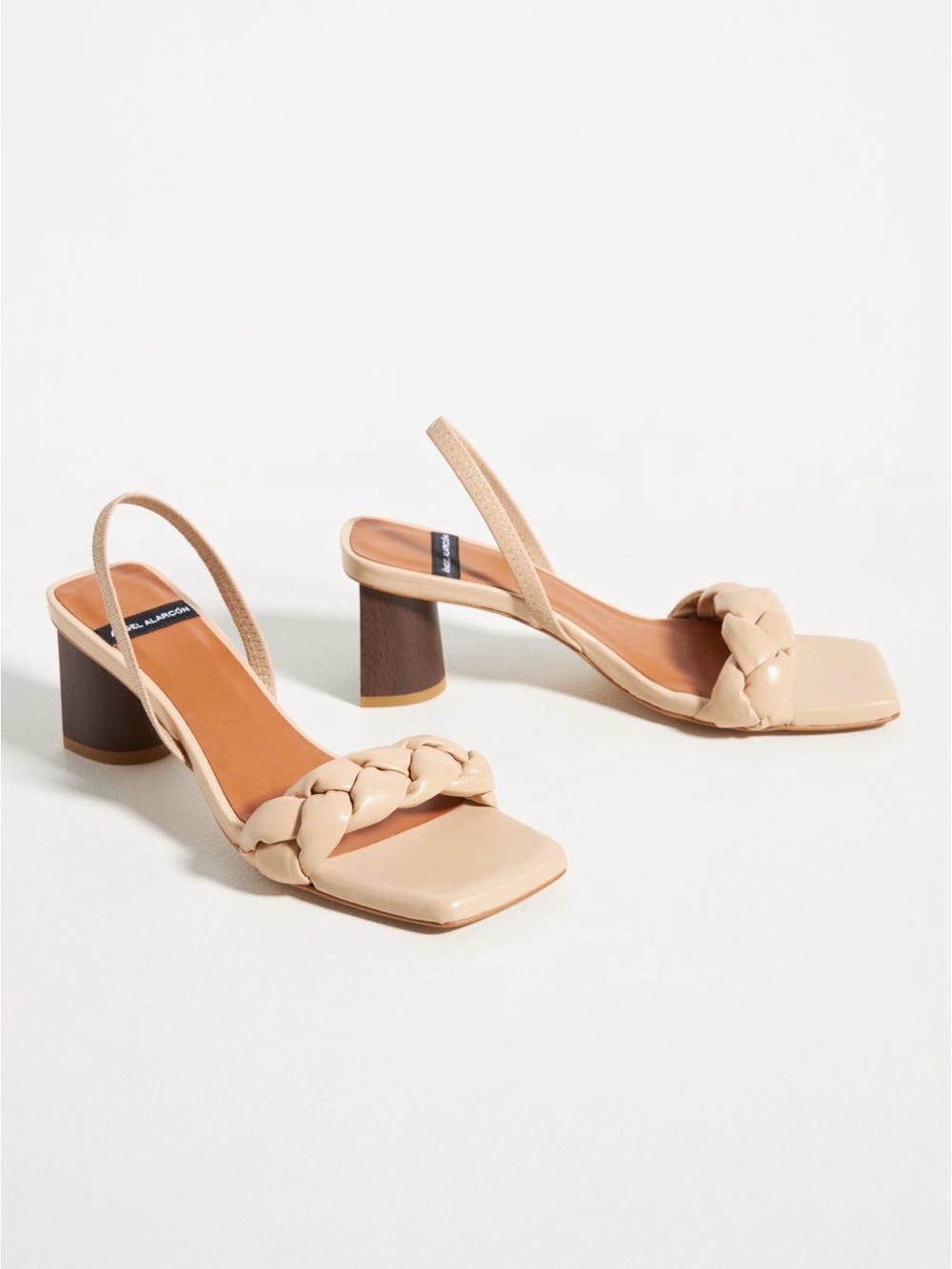 Ángel Alarcón Puffy Braid Heeled Slingback Sandals